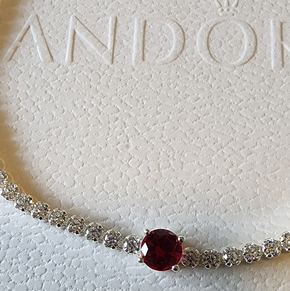 Pandora Red Sparkling Round Pavé Tennis Bracelet - Picture 5 of 7